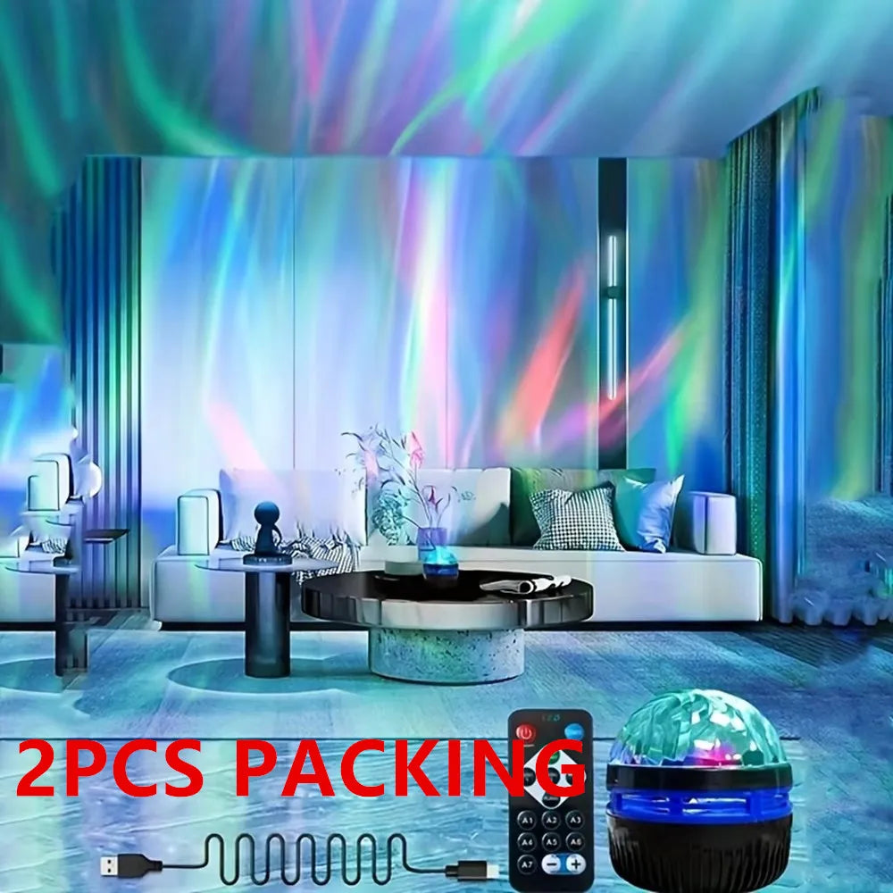 LED Starry Night Sky Projector Aurora USB Remote Control RGB Galaxy Light 7 Modes for Home Bedroom Game Room Party Decoration
