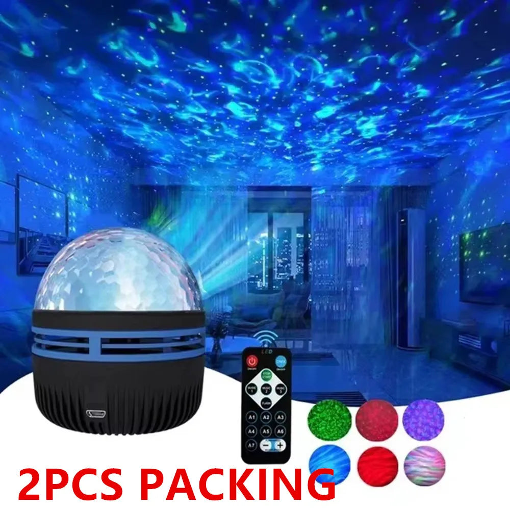 LED Starry Night Sky Projector Aurora USB Remote Control RGB Galaxy Light 7 Modes for Home Bedroom Game Room Party Decoration