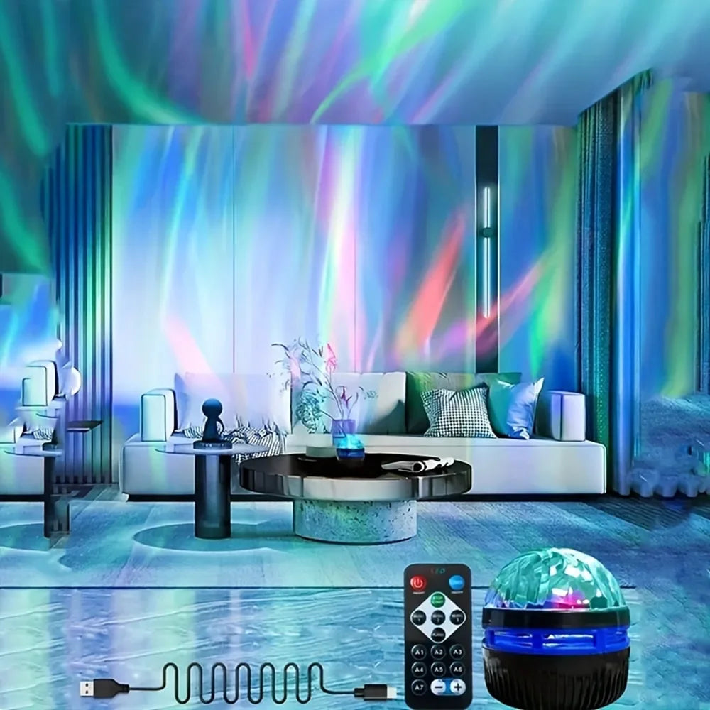 LED Starry Night Sky Projector Aurora USB Remote Control RGB Galaxy Light 7 Modes for Home Bedroom Game Room Party Decoration